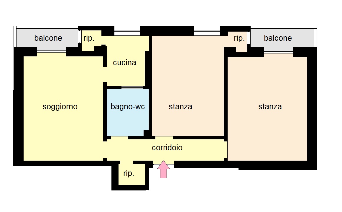 Trilocale in zona tribunale